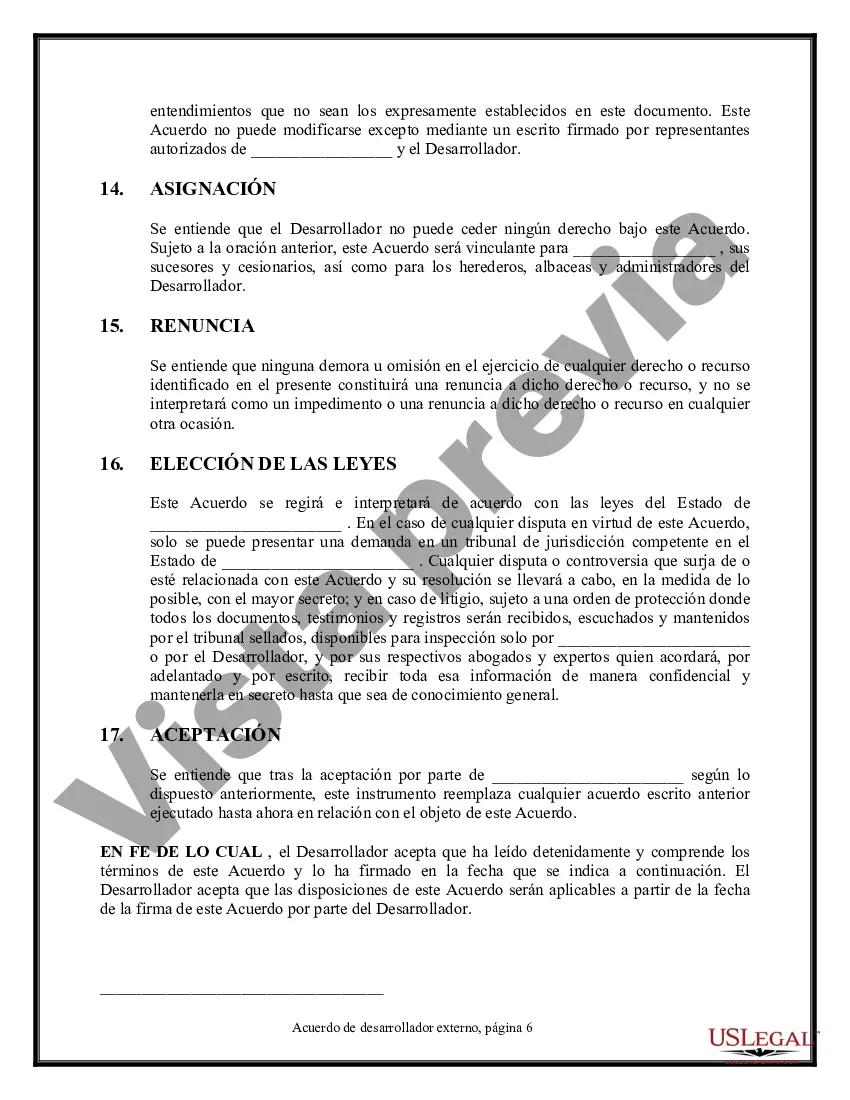 Preview Acuerdo de desarrollador externo - Programación y escritura de diseño de software