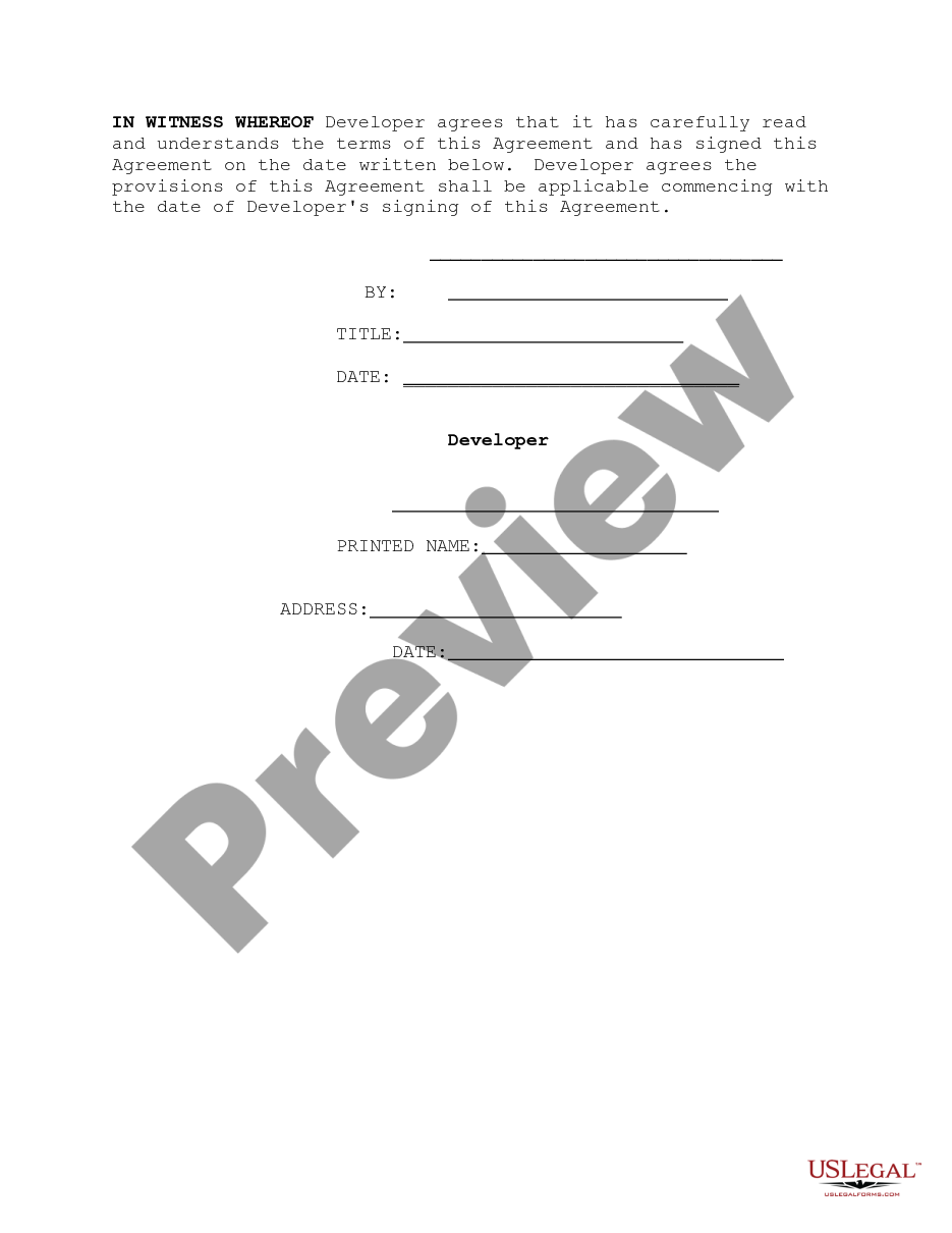 page 9 Outsider Developer's Agreement - Software Design Programming and Writing preview