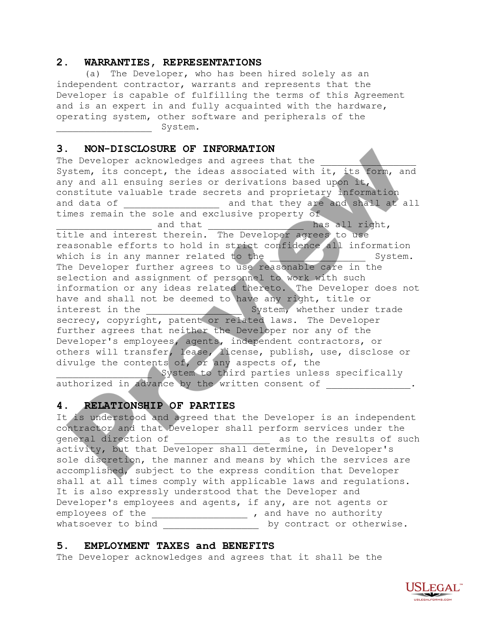 page 2 Outsider Developer's Agreement - Software Design Programming and Writing preview