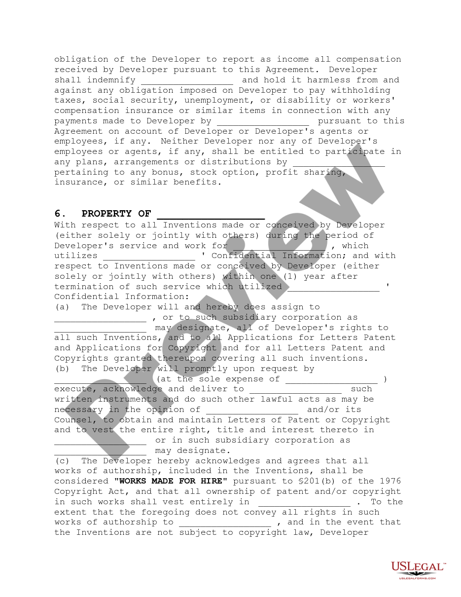 page 3 Outsider Developer's Agreement - Software Design Programming and Writing preview