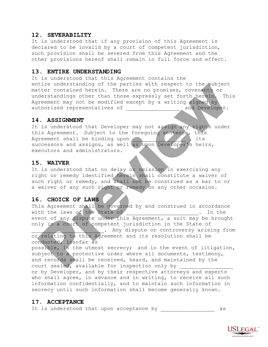 page 7 Outsider Developer's Agreement - Software Design Programming and Writing preview