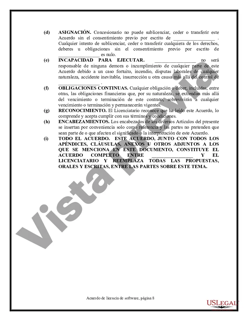 Preview Acuerdo de licencia de software - Simple