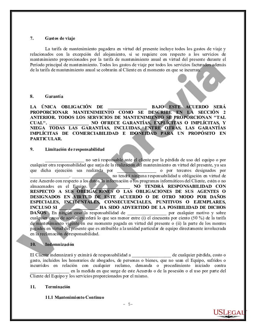 Preview Acuerdo de soporte del sistema informático - Acuerdo de mantenimiento
