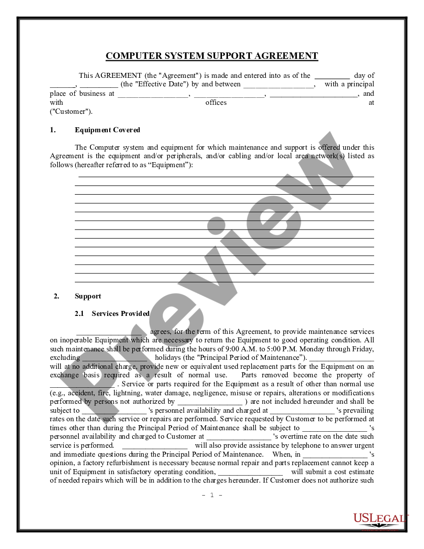 support agreement template