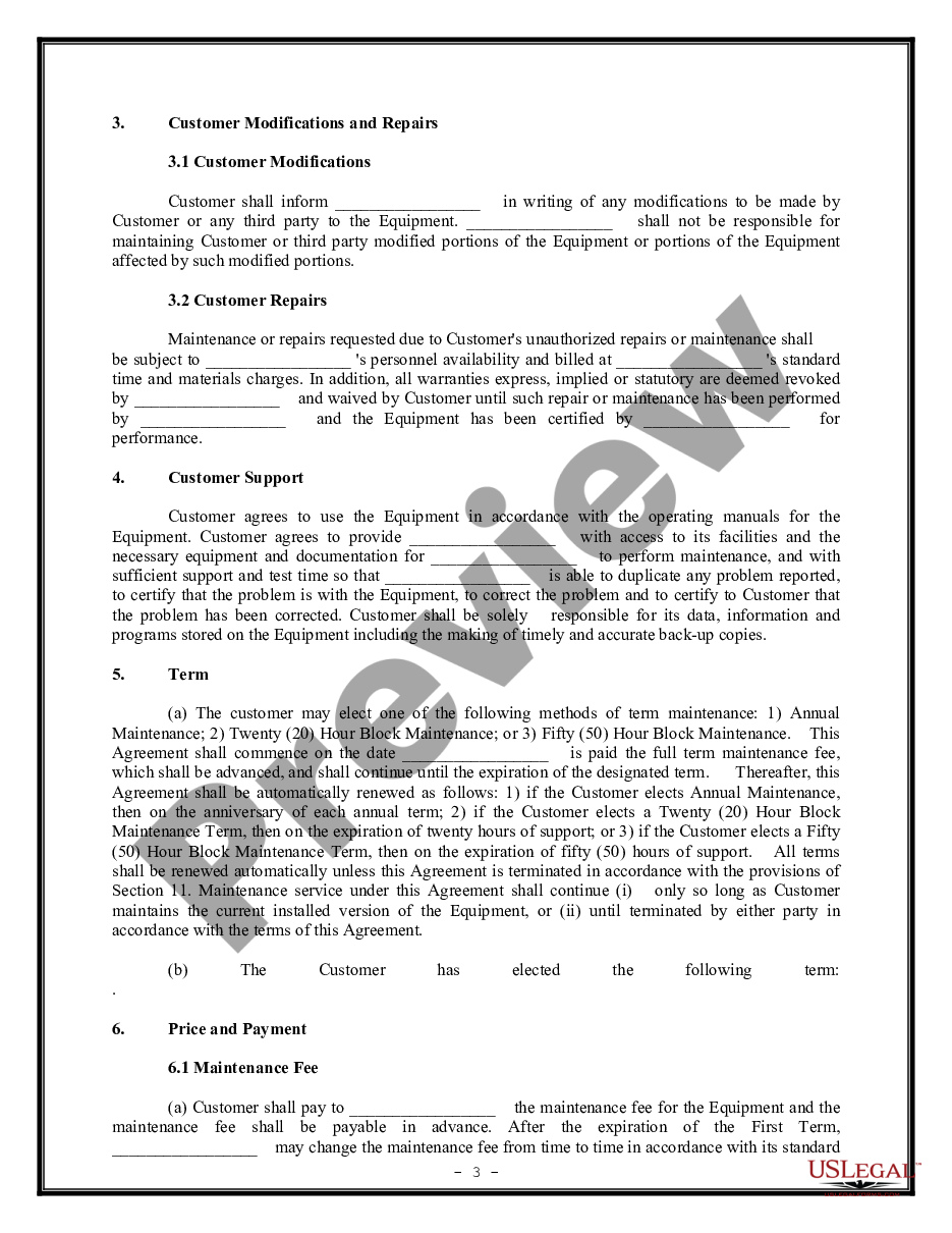 page 2 Computer System Support Agreement - Maintenance Agreement preview