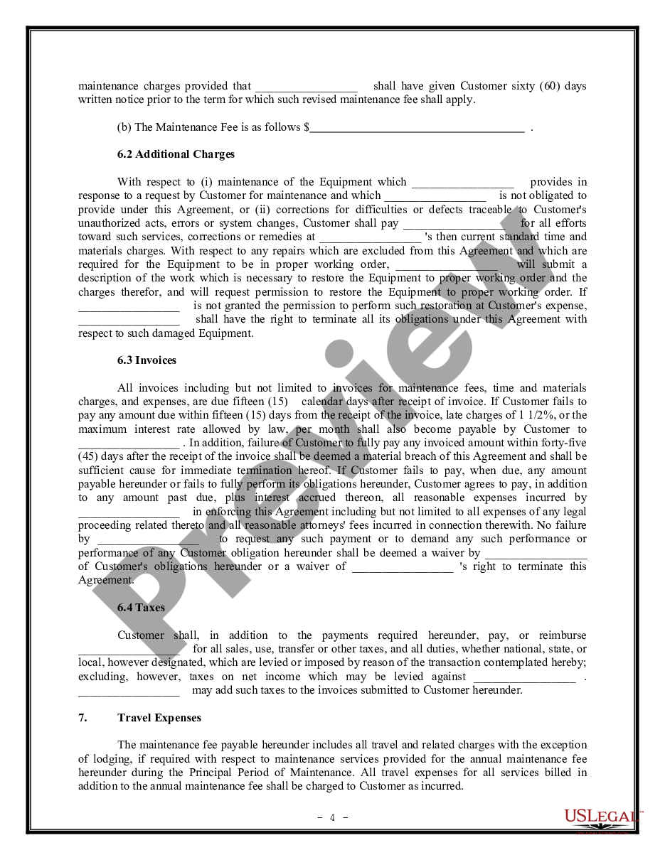 page 3 Computer System Support Agreement - Maintenance Agreement preview
