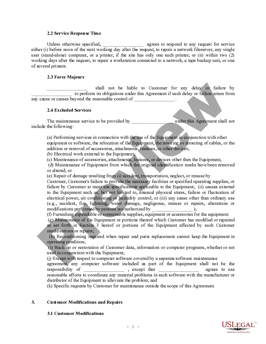 Get Computer System Support Agreement - Maintenance Agreement Preview Computer System Support Agreement - Maintenance Agreement