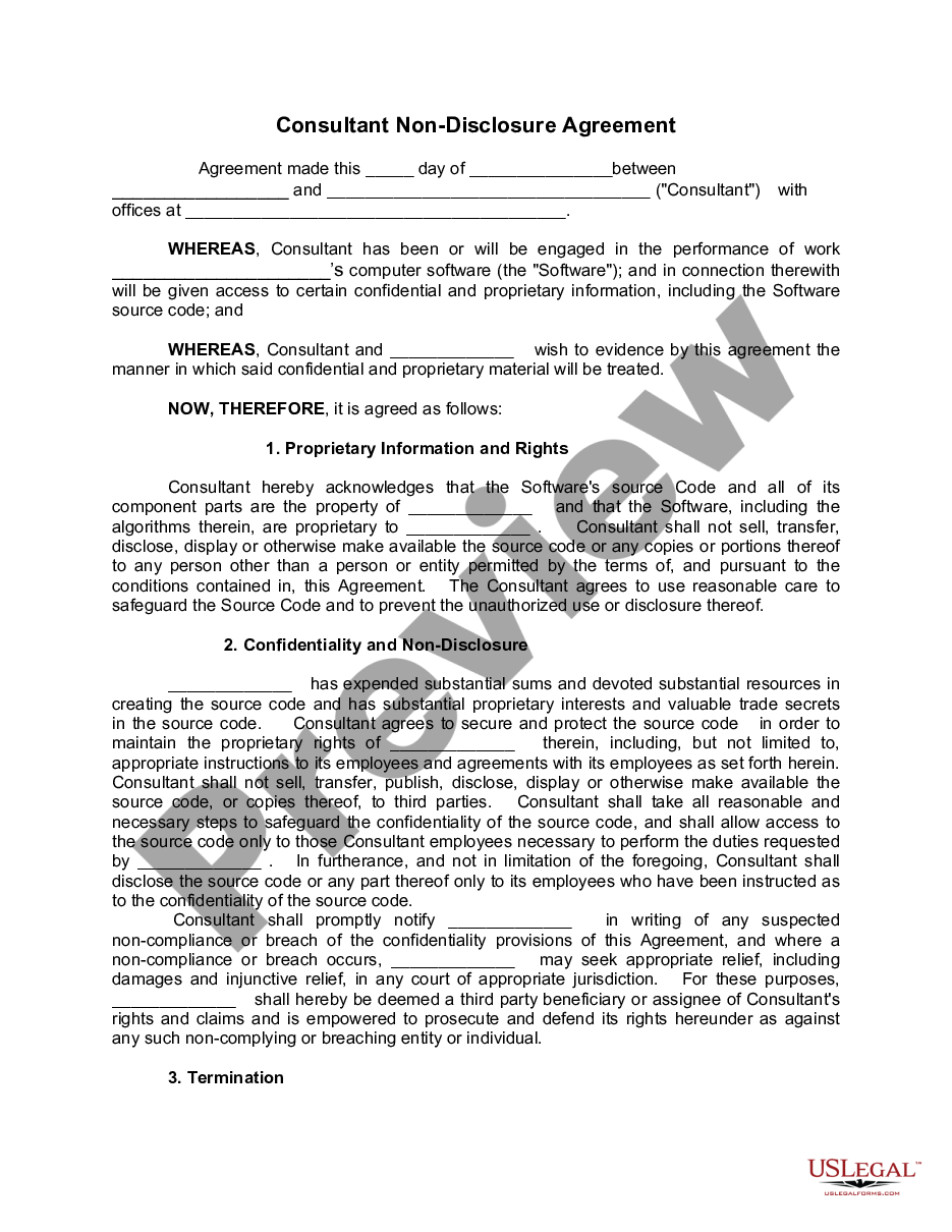 page 0 Consultant Nondisclosure Agreement - Software preview