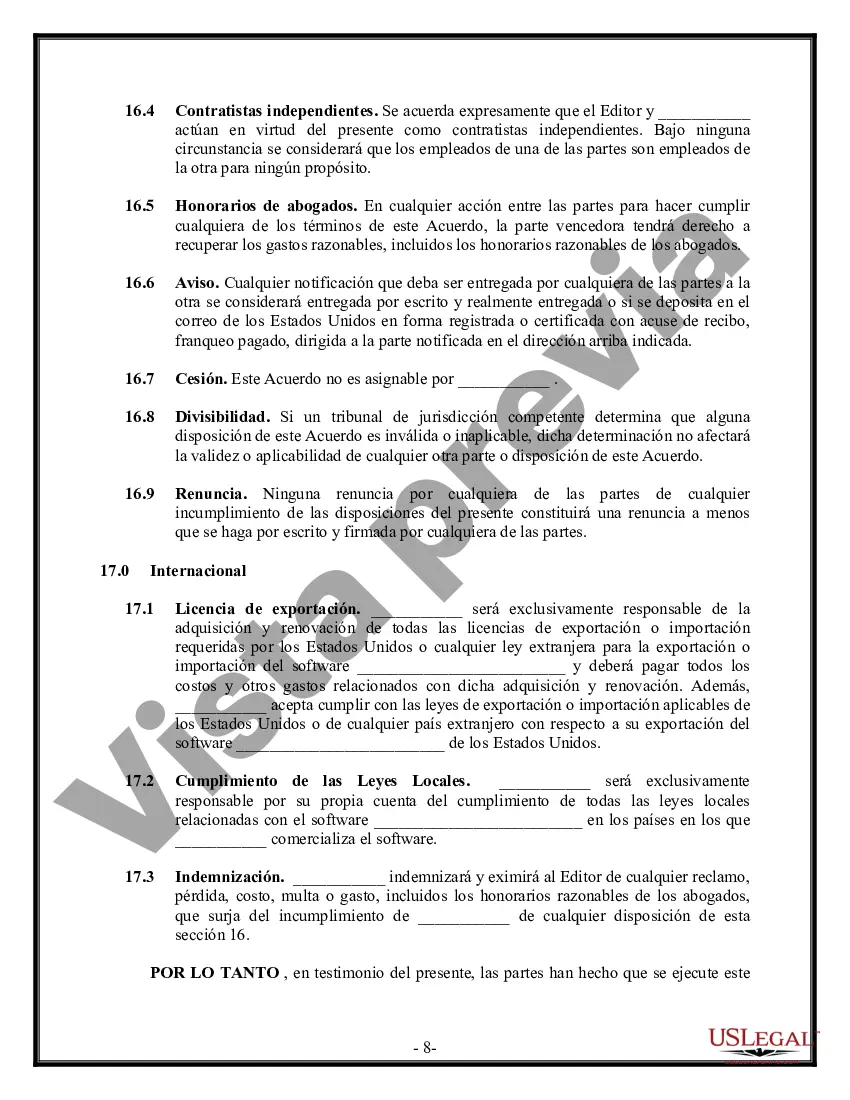 Preview Acuerdo de licencia de distribución de software