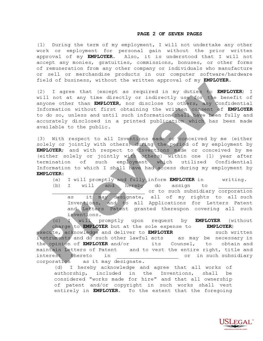 Get Employee Confidential Information and Noncompetition Agreement - Inventions Preview Employee Confidential Information and Noncompetition Agreement - Inventions