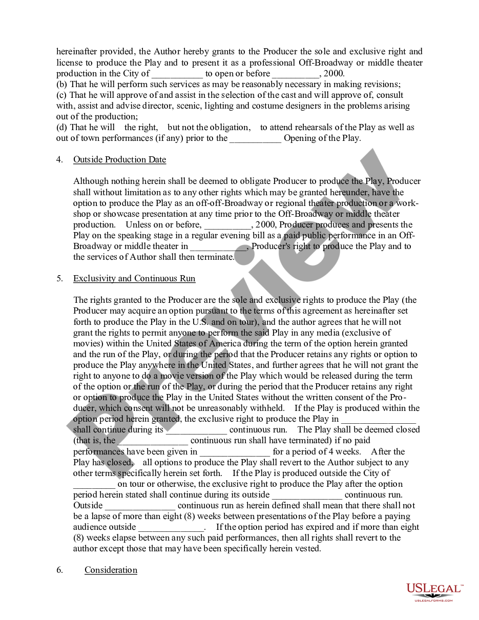 form Author Producer - Playwright - Agreement preview