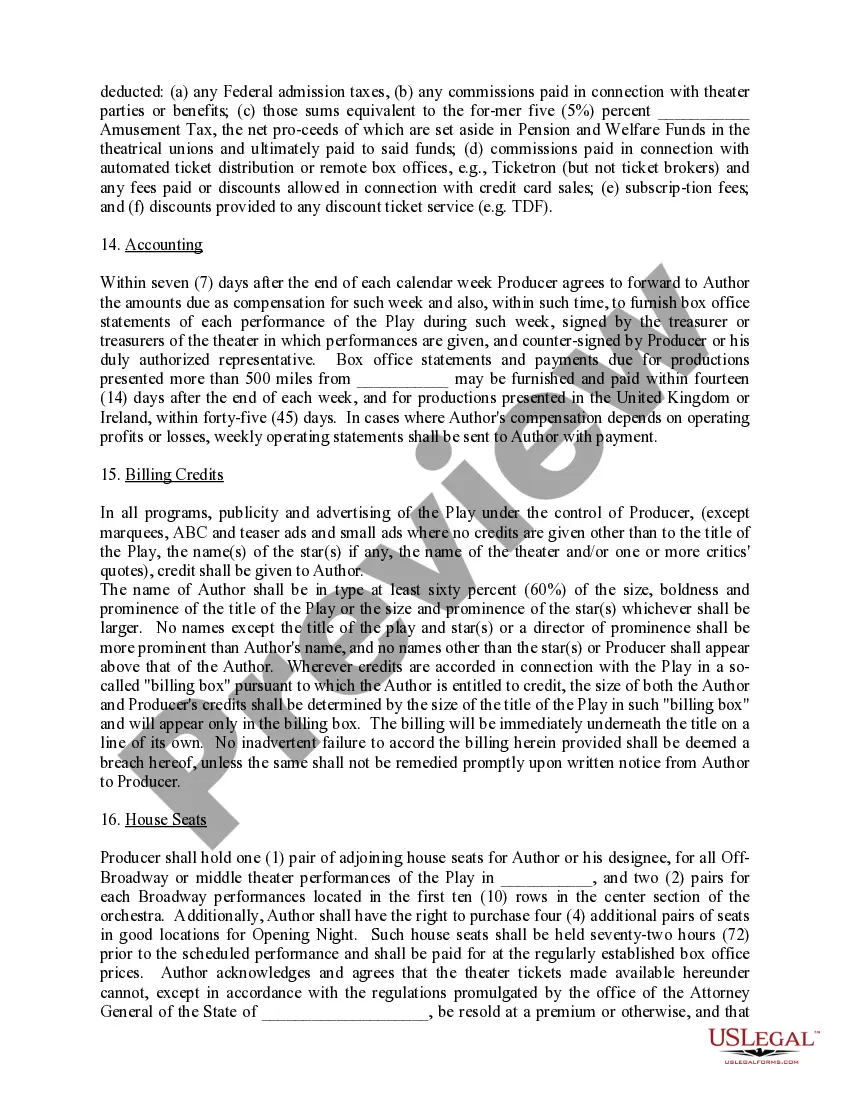 Get Author Producer - Playwright - Agreement Preview Author Producer - Playwright - Agreement