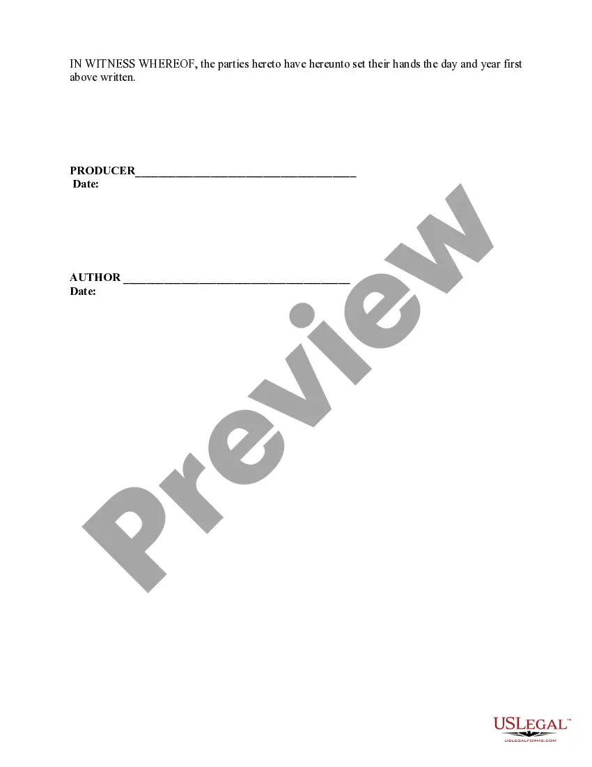 Get Author Producer - Playwright - Agreement Preview Author Producer - Playwright - Agreement