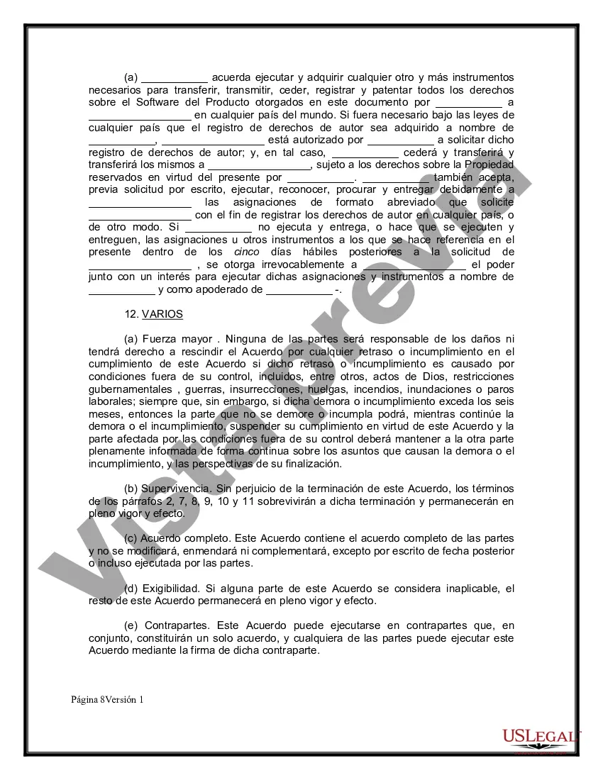 Preview Acuerdo de compra y licencia del programa de software personalizado