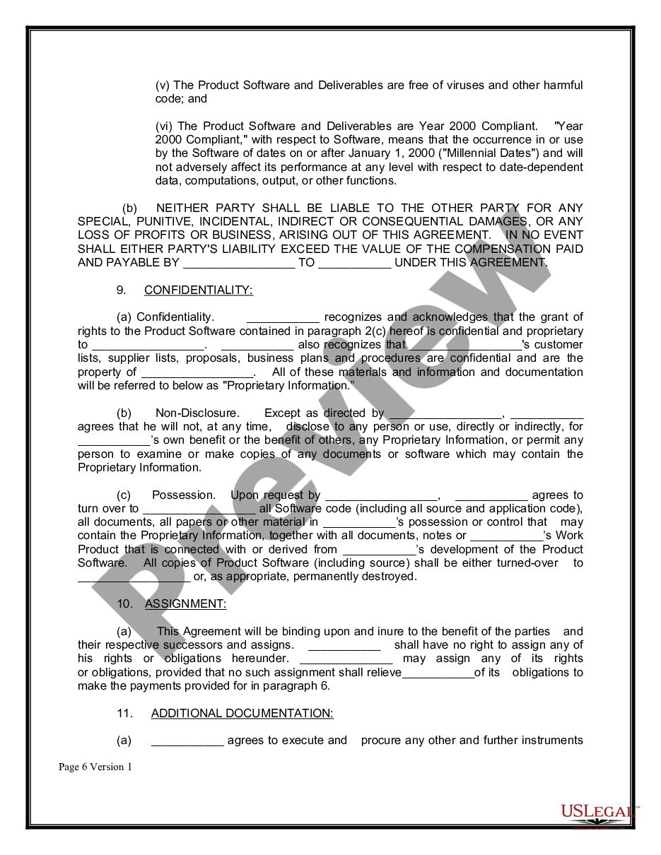 page 5 Purchase and License Agreement of Custom Software Program preview