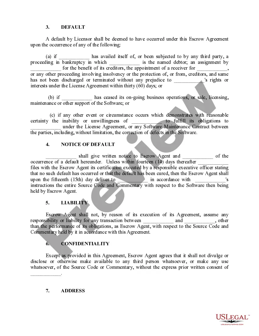 Preview Source Code Escrow Agreement