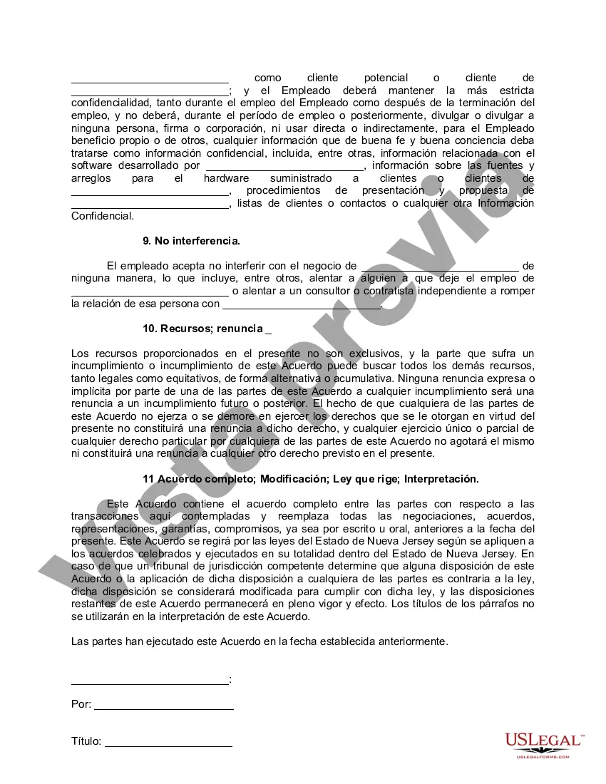 Preview Acuerdo de no divulgación y no competencia de empleados clave