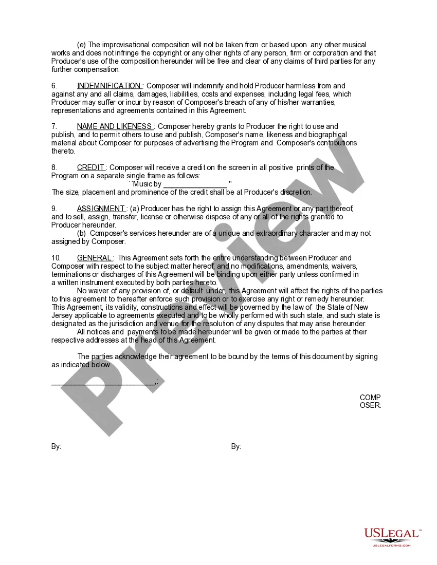 Get Composer - Music Performance Agreement Preview Composer - Music Performance Agreement