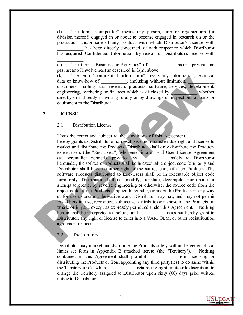 page 1 Distributor Agreement for Software preview