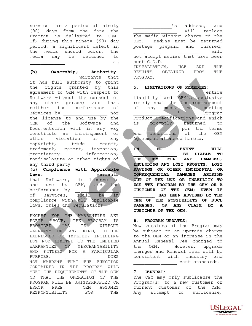 Get OEM Software Program License Agreement Preview OEM Software Program License Agreement