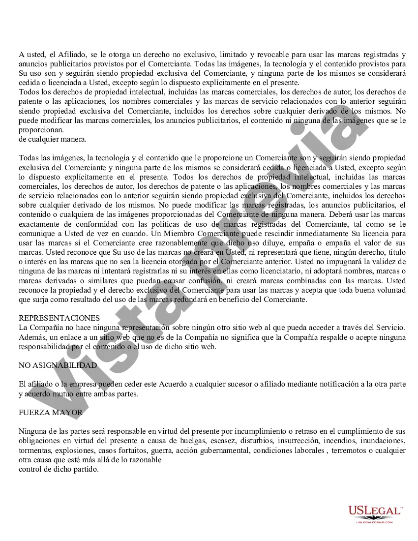 Preview Acuerdo de servicio de afiliados del sitio web