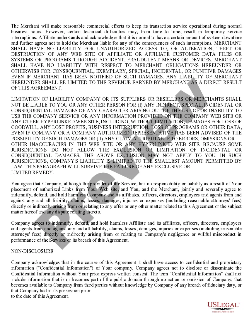 Get Web Site Affiliate Service Agreement Preview Web Site Affiliate Service Agreement
