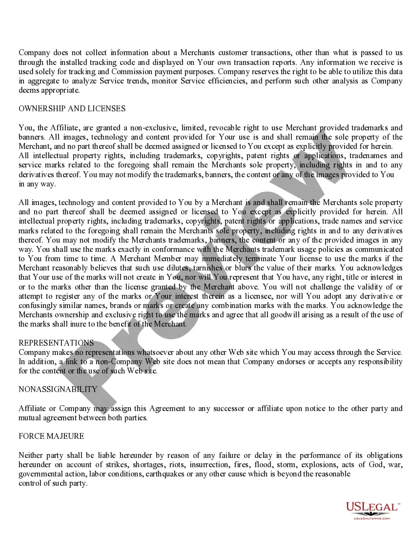 Get Web Site Affiliate Service Agreement Preview Web Site Affiliate Service Agreement