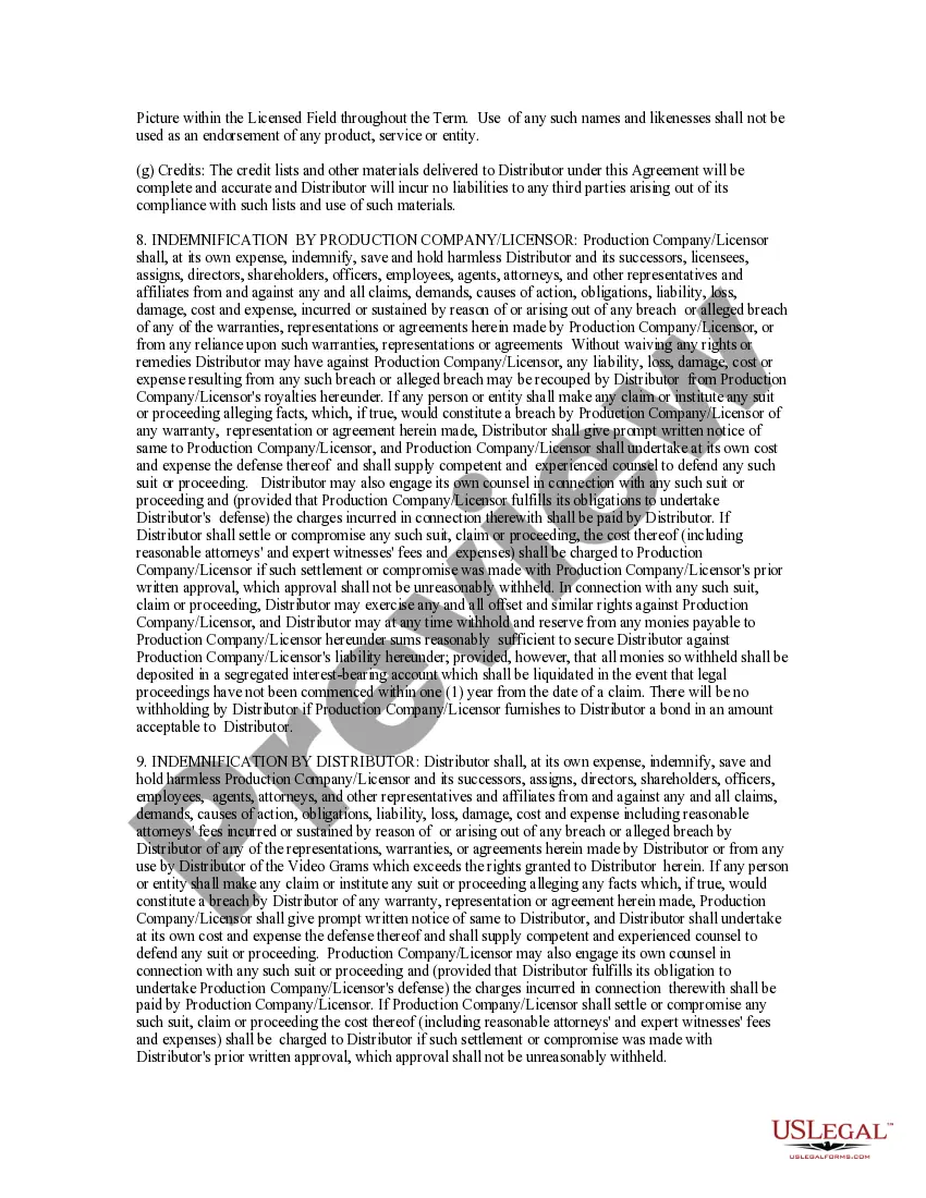 Preview Video Gram License and Distribution Agreement