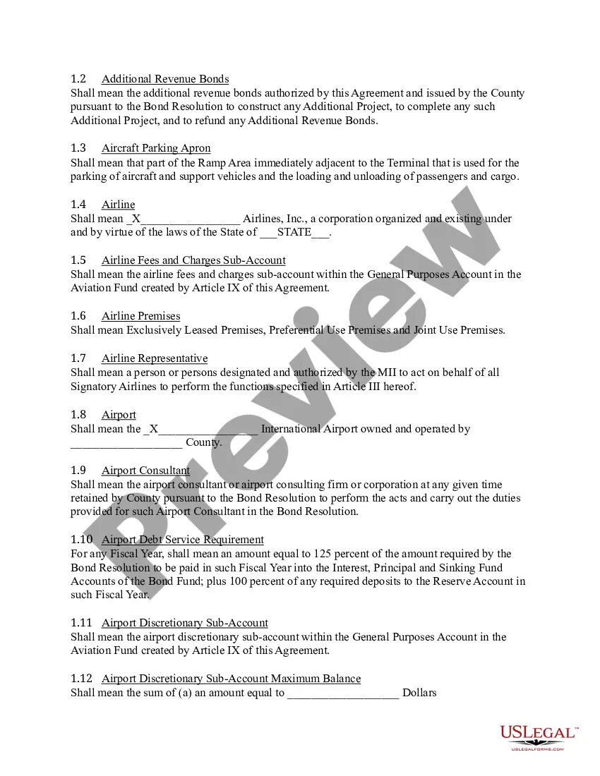 Preview Airline-Airport Lease and Use Agreement Between County and Airline