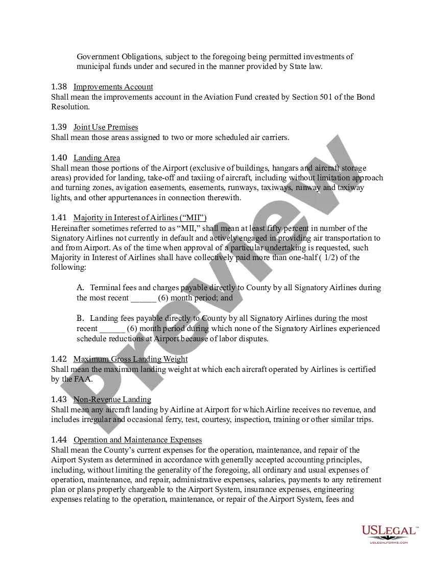 Preview Airline-Airport Lease and Use Agreement Between County and Airline