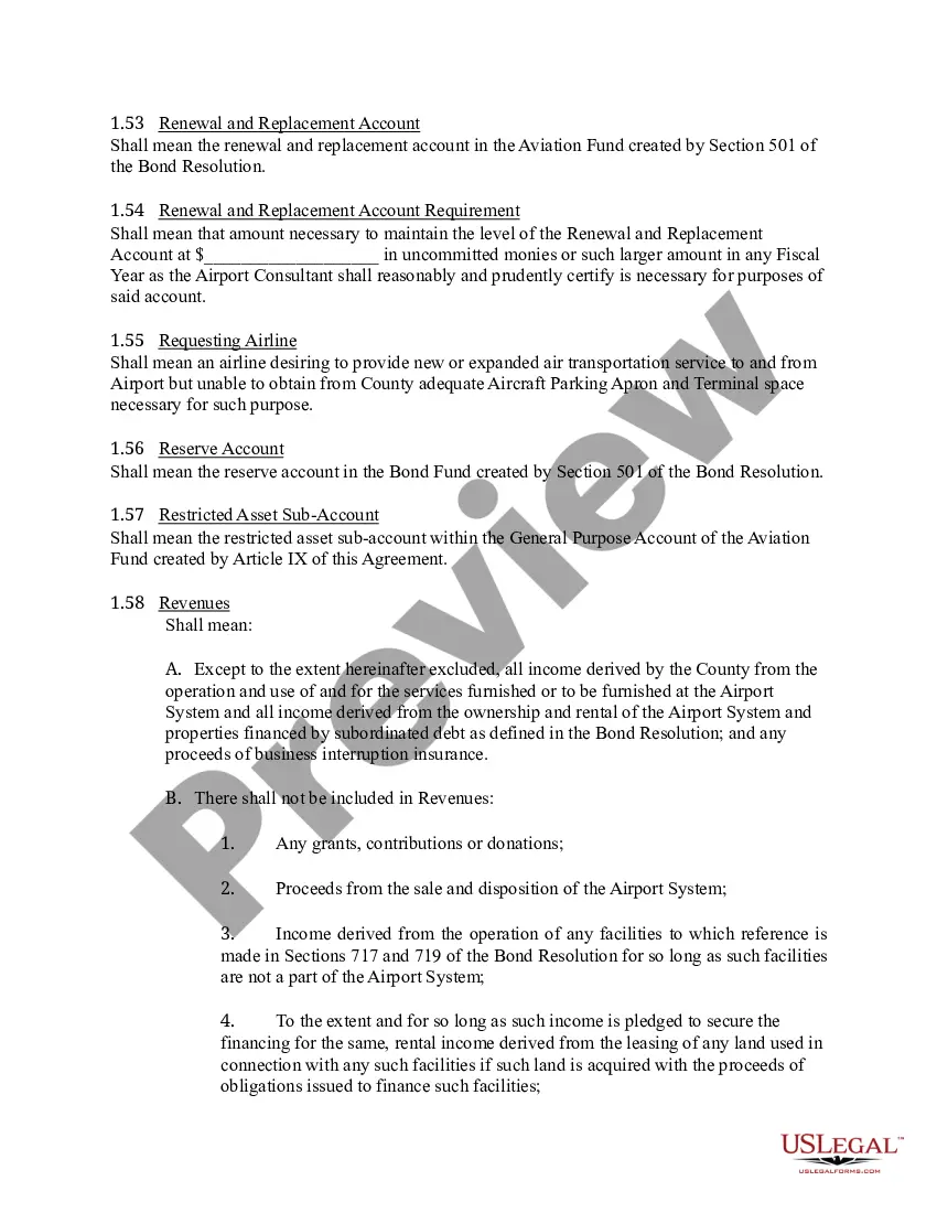 Preview Airline-Airport Lease and Use Agreement Between County and Airline
