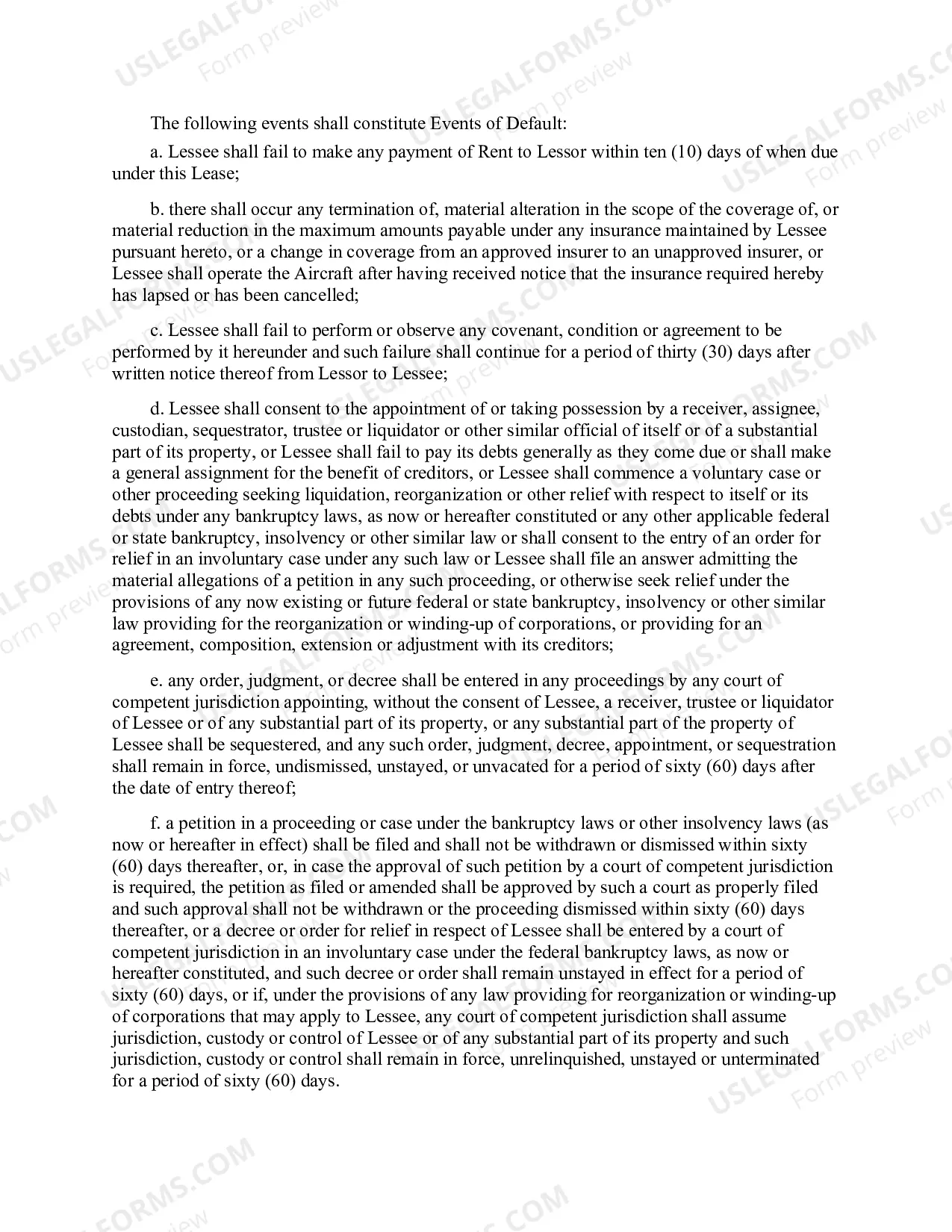 Preview Aircraft Lease Agreement