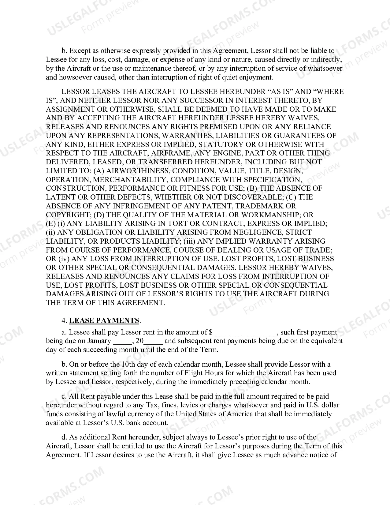 Preview Aircraft Lease Agreement