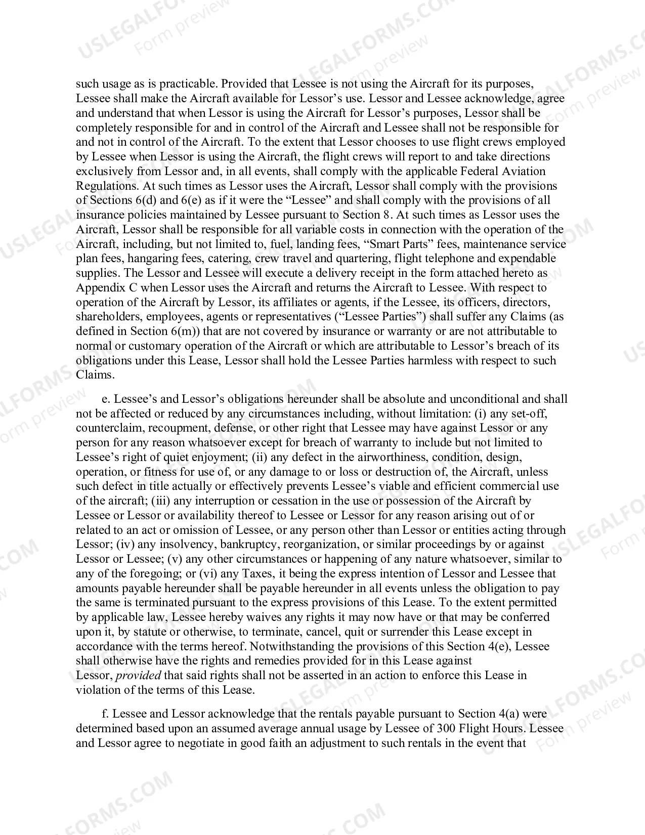 Preview Aircraft Lease Agreement