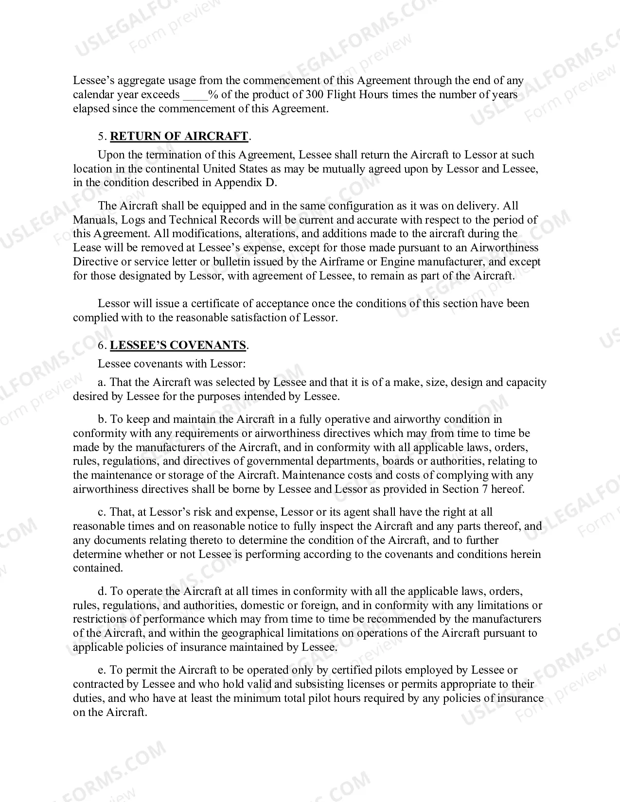 Preview Aircraft Lease Agreement