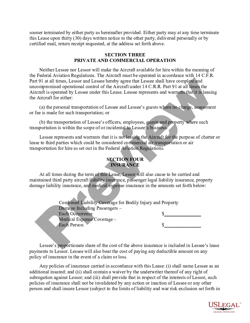 Preview Aircraft Dry Lease