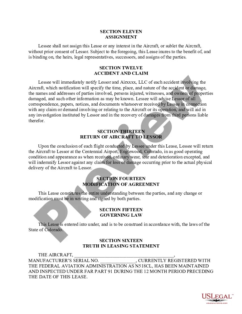 Preview Aircraft Dry Lease