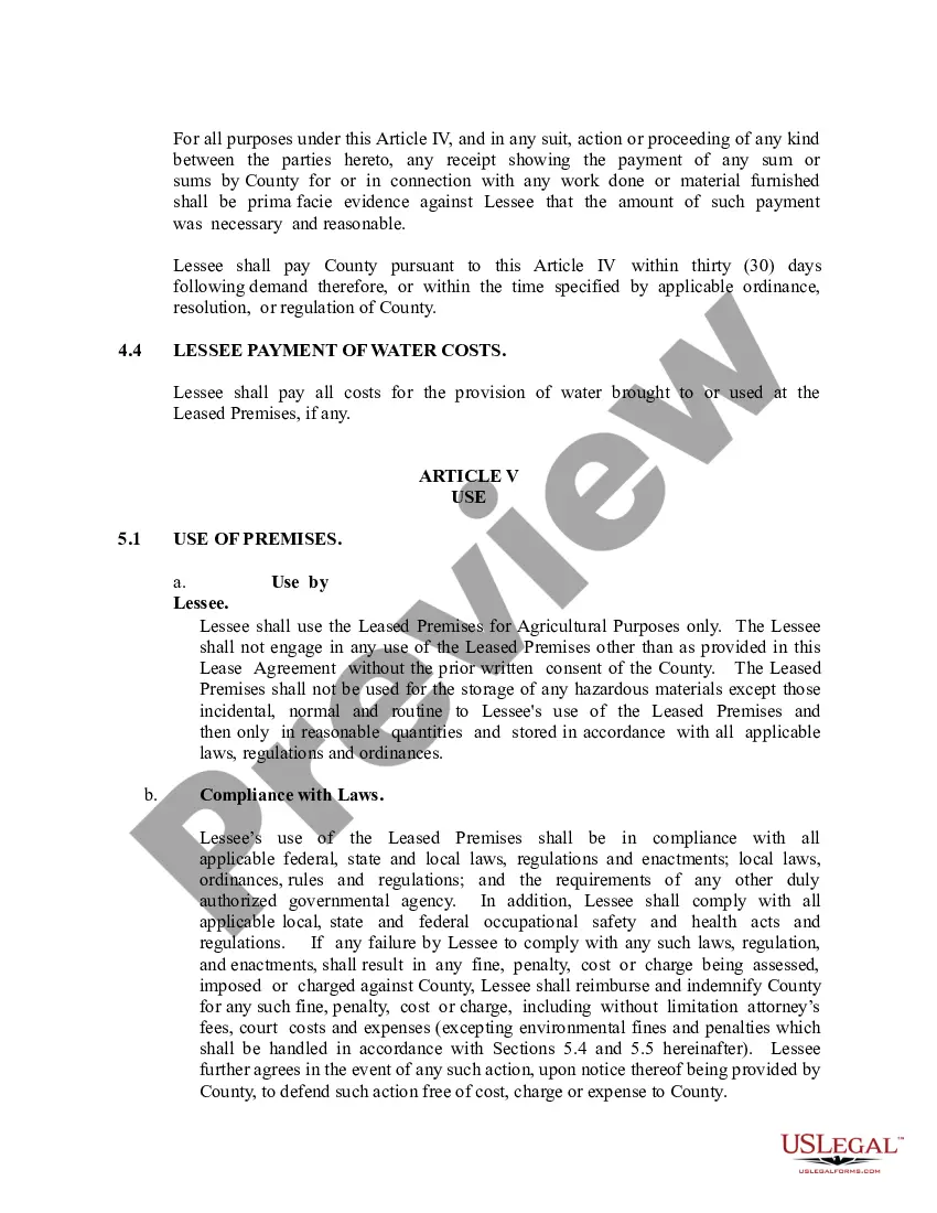 Get Agreement for Lease of Real Property For Agricultural Purposes Preview Agreement for Lease of Real Property For Agricultural Purposes