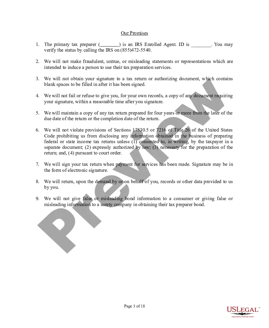 Preview Tax Preparer: Disclosure and Service Agreement