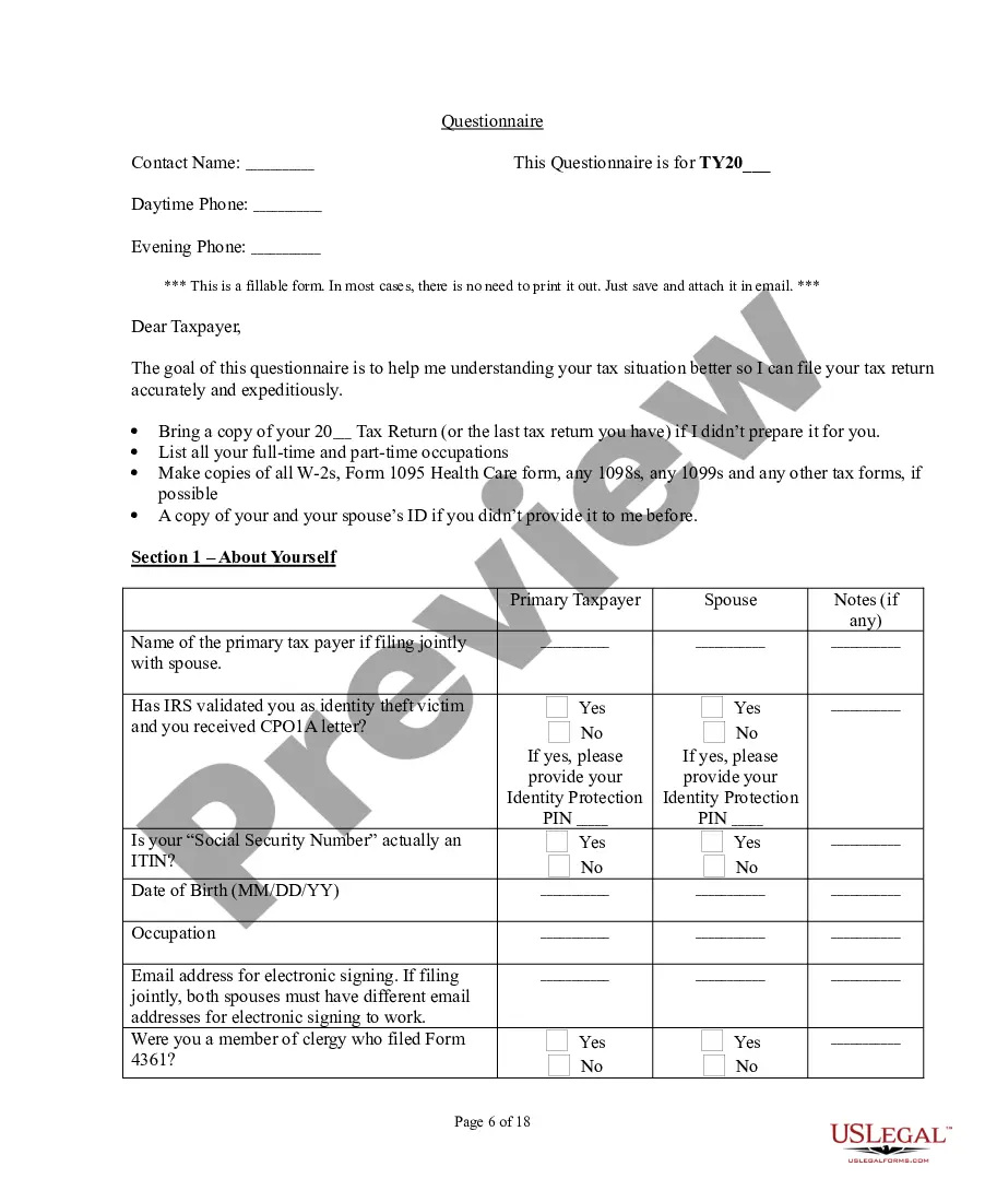 Preview Tax Preparer: Disclosure and Service Agreement