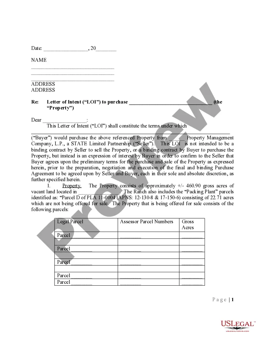 Preview Letter of Intent to Purchase  Commercial Real Estate