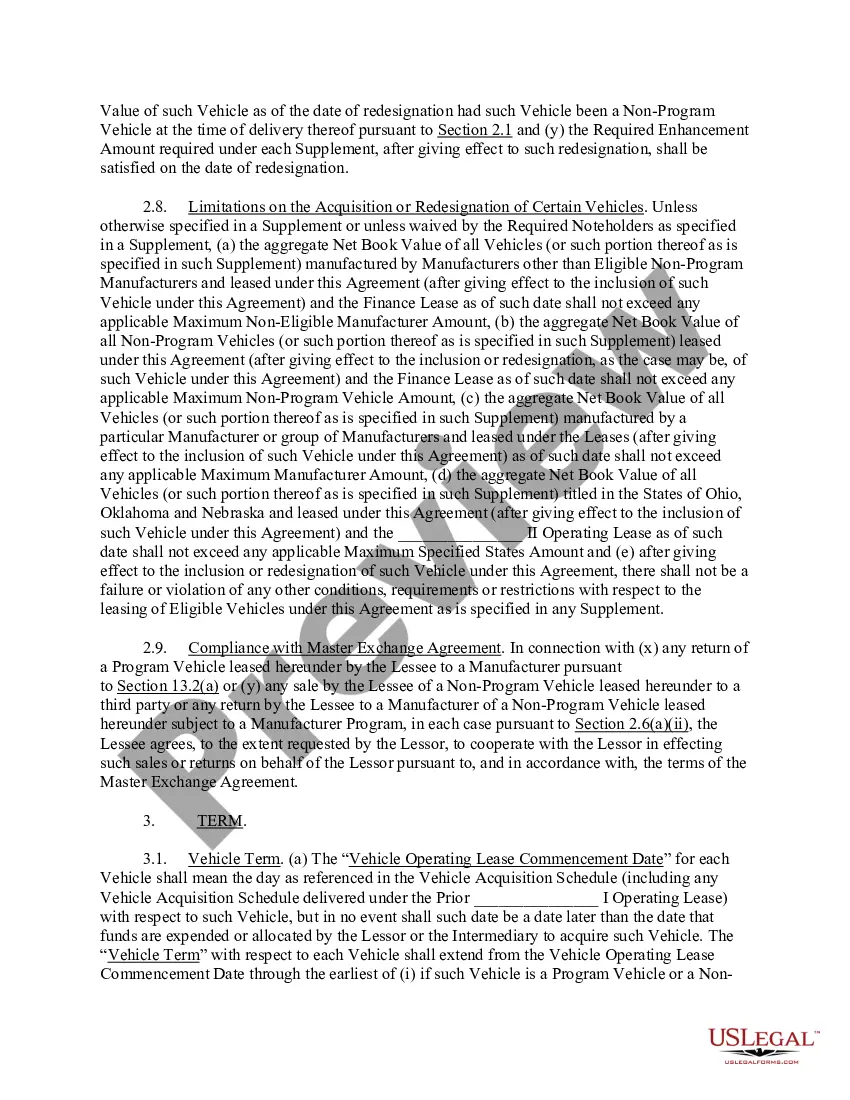 Preview Second Amended and Restated Master Motor Vehicle Operating Lease Agreement