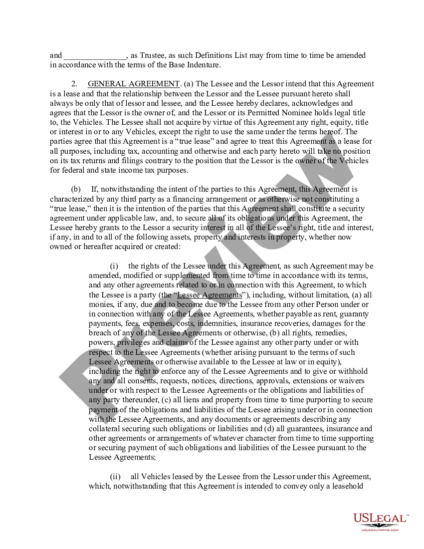 Preview Second Amended and Restated Master Motor Vehicle Operating Lease Agreement