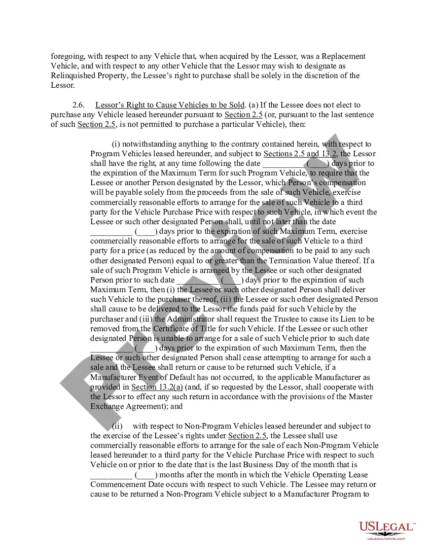 Preview Second Amended and Restated Master Motor Vehicle Operating Lease Agreement