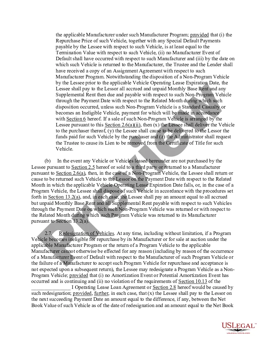 Preview Second Amended and Restated Master Motor Vehicle Operating Lease Agreement