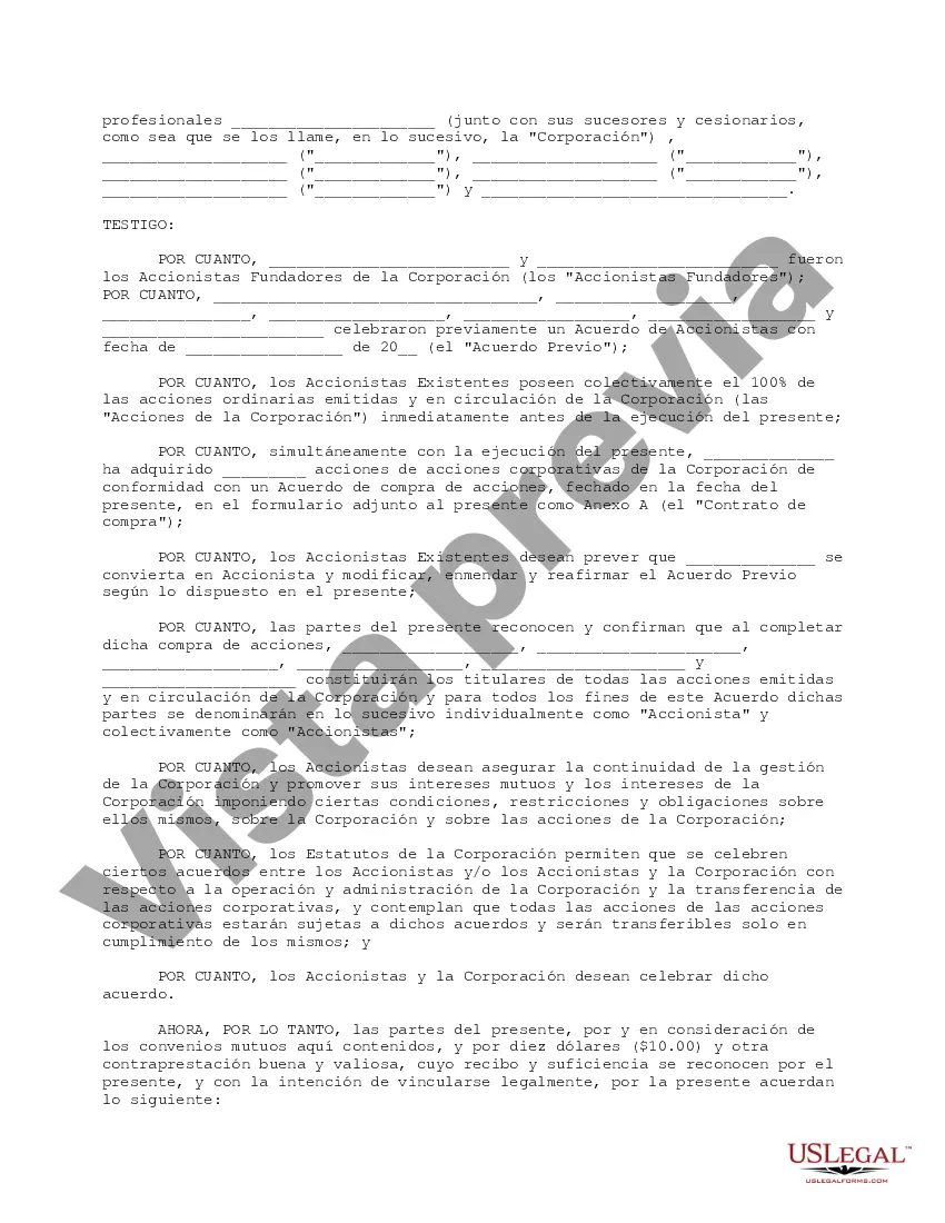 Preview Acuerdo de accionistas