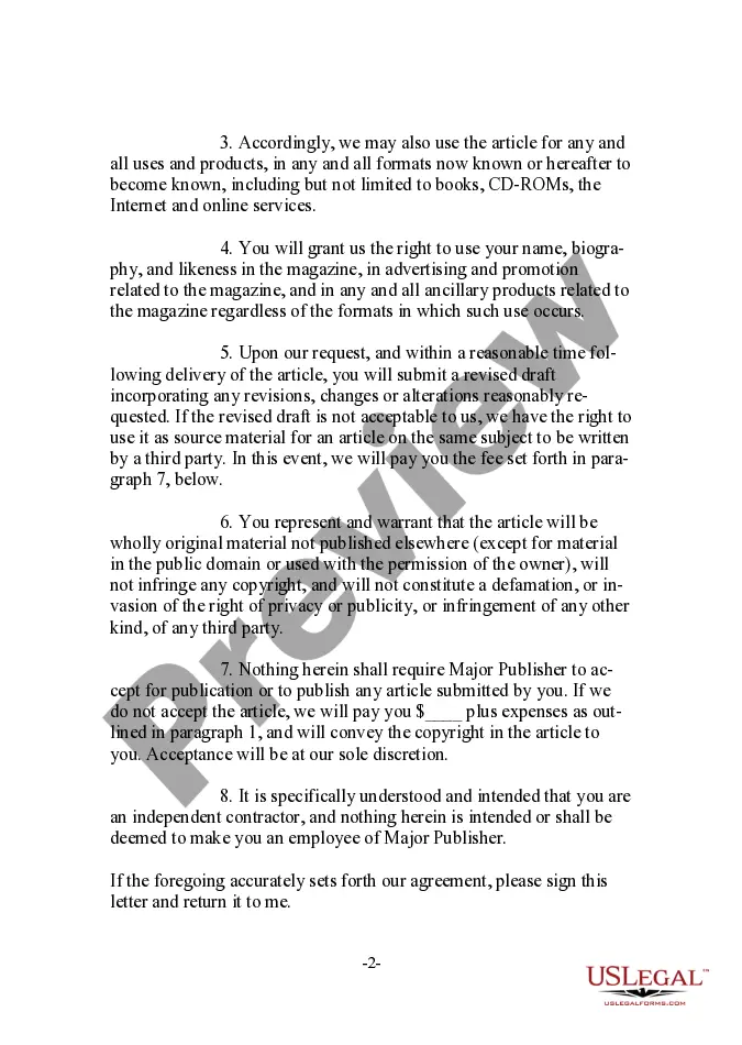 Preview Writer's Work for Hire Agreement
