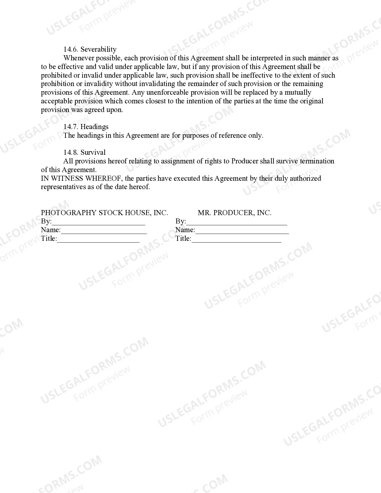 Preview Photograph License Agreement