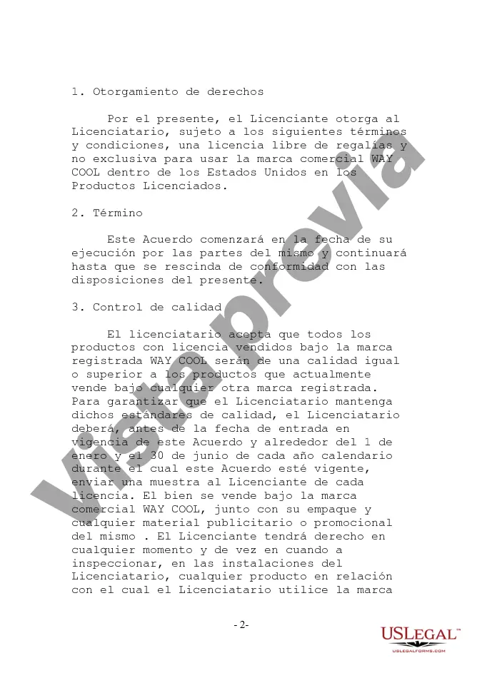 Preview Acuerdo básico de licencia de marca comercial libre de regalías no exclusiva