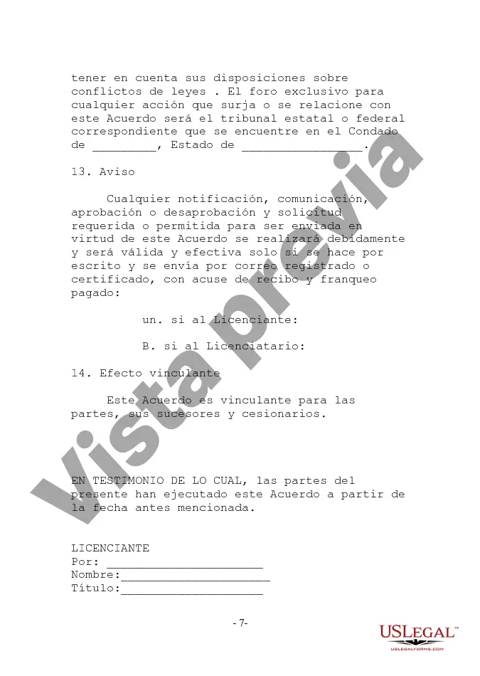 Preview Acuerdo básico de licencia de marca comercial libre de regalías no exclusiva